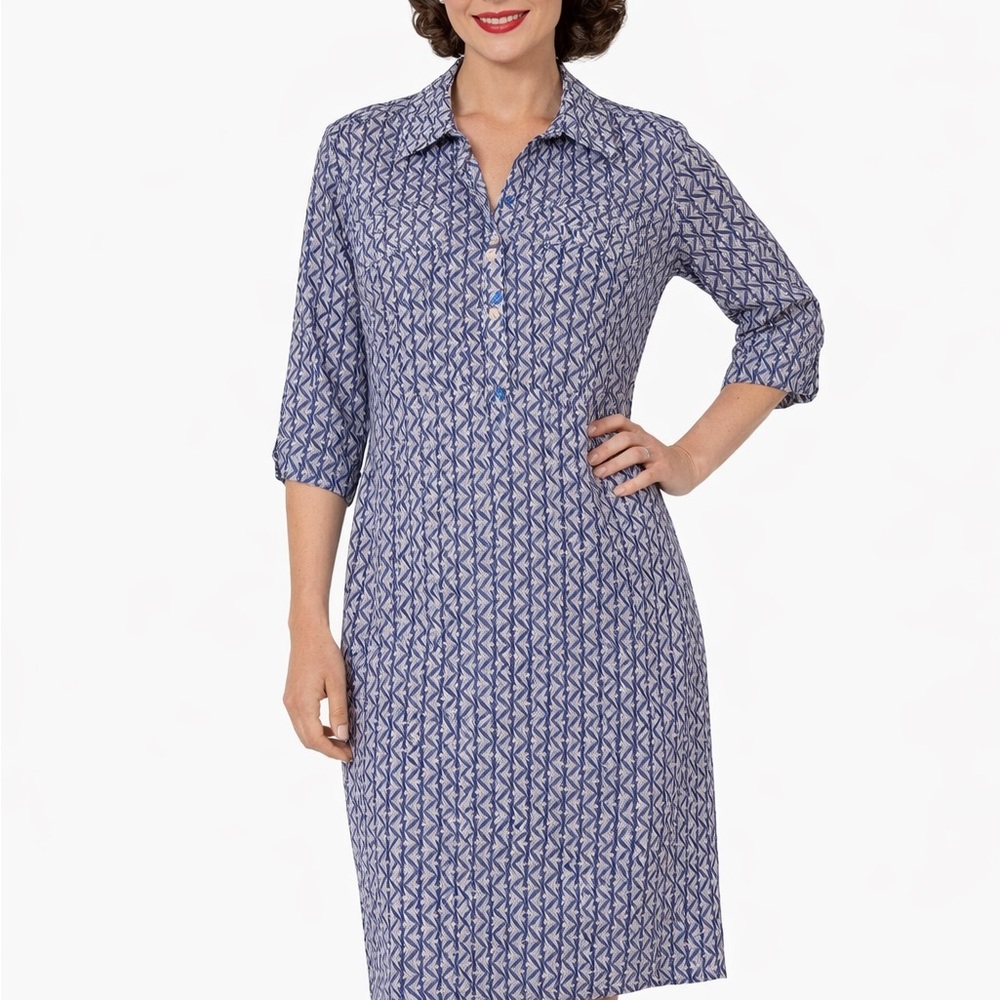 Tori Richard‎ Silk Popover Shirt Style Dress Roll Sleeves.  EUC Size 10